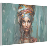 AKUSTIKBILD Frau - Kunst - Schmuck - Porträt Akustikpaneele 90x60 cm - Blaugrau, Kunststoff (90/60/0.9cm) - MuchoWow