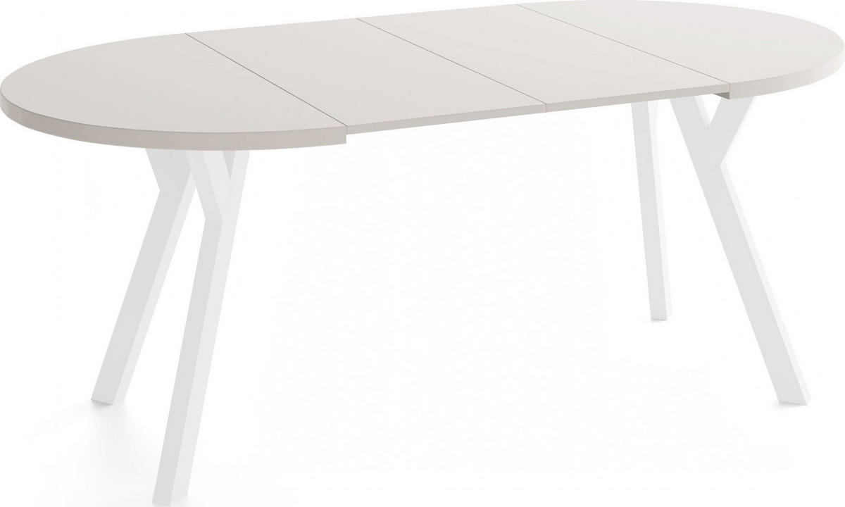 ESSTISCH Vero Weiß rund ausziehbar verlängerbar, Kaschmir 90-190/90/77 cm - Kaschmir/Beige, Holz/Holzwerkstoff (90/190/76.5cm) - WFL GROUP