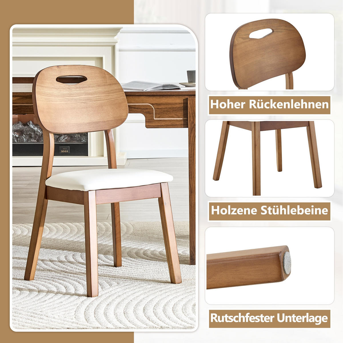 ESSZIMMERSTUHL 2er-Set mit Ovallehne, Holz Weiß - Weiß, Holz (44/88/50cm) - Meubliv