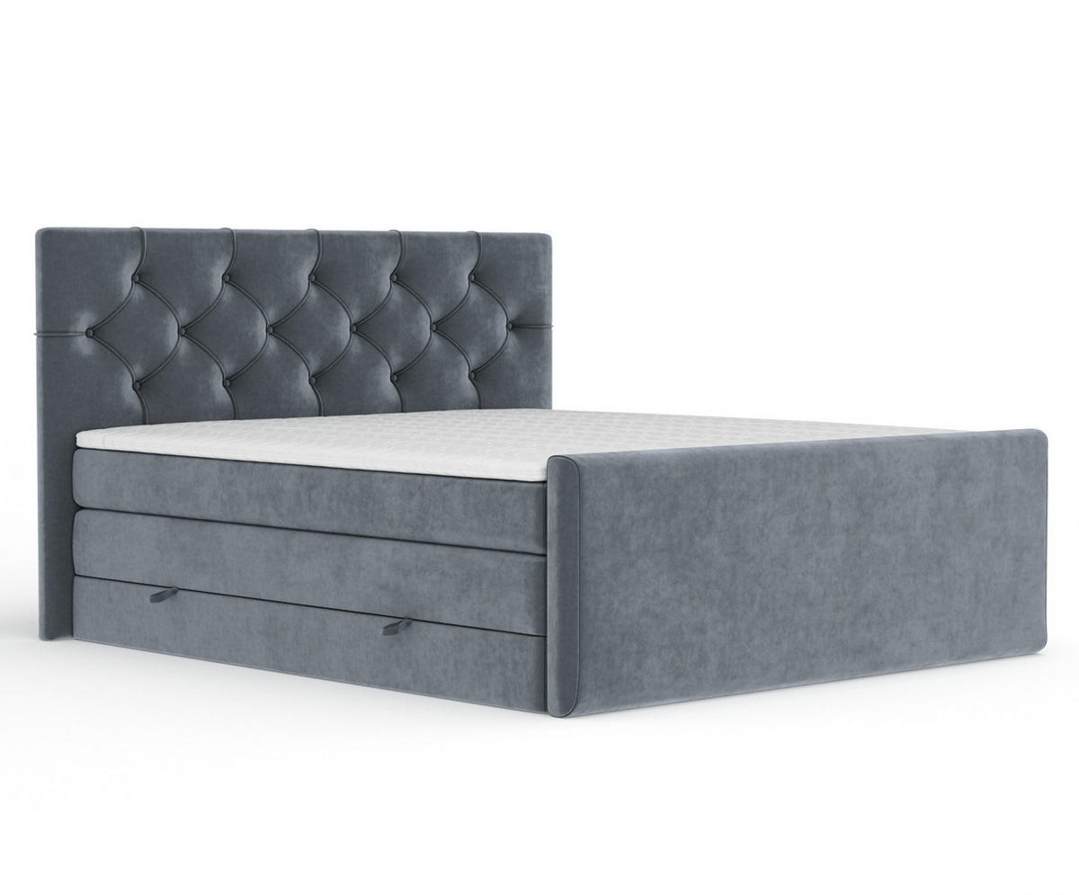 BOXSPRINGBETT Hugo Grau 140/200 cm - Schwarz/Grau, Holz/Holzwerkstoff (140/200cm) - Maison de Reve