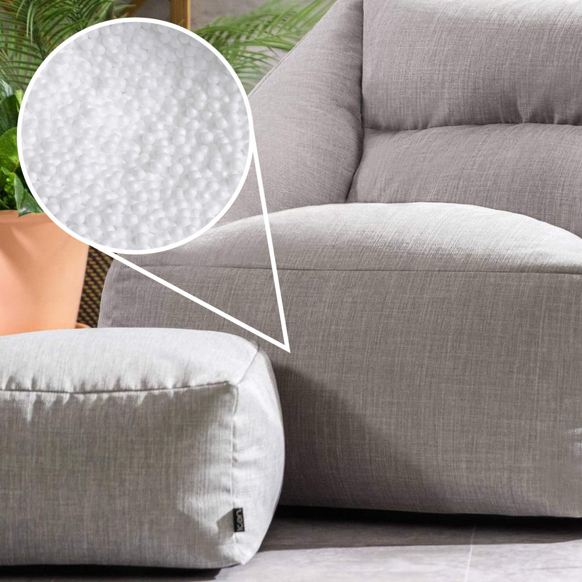 SITZSACK Sessel Outdoor mit Hocker Natalia - Grau, Textil (97/73/84cm) - icon