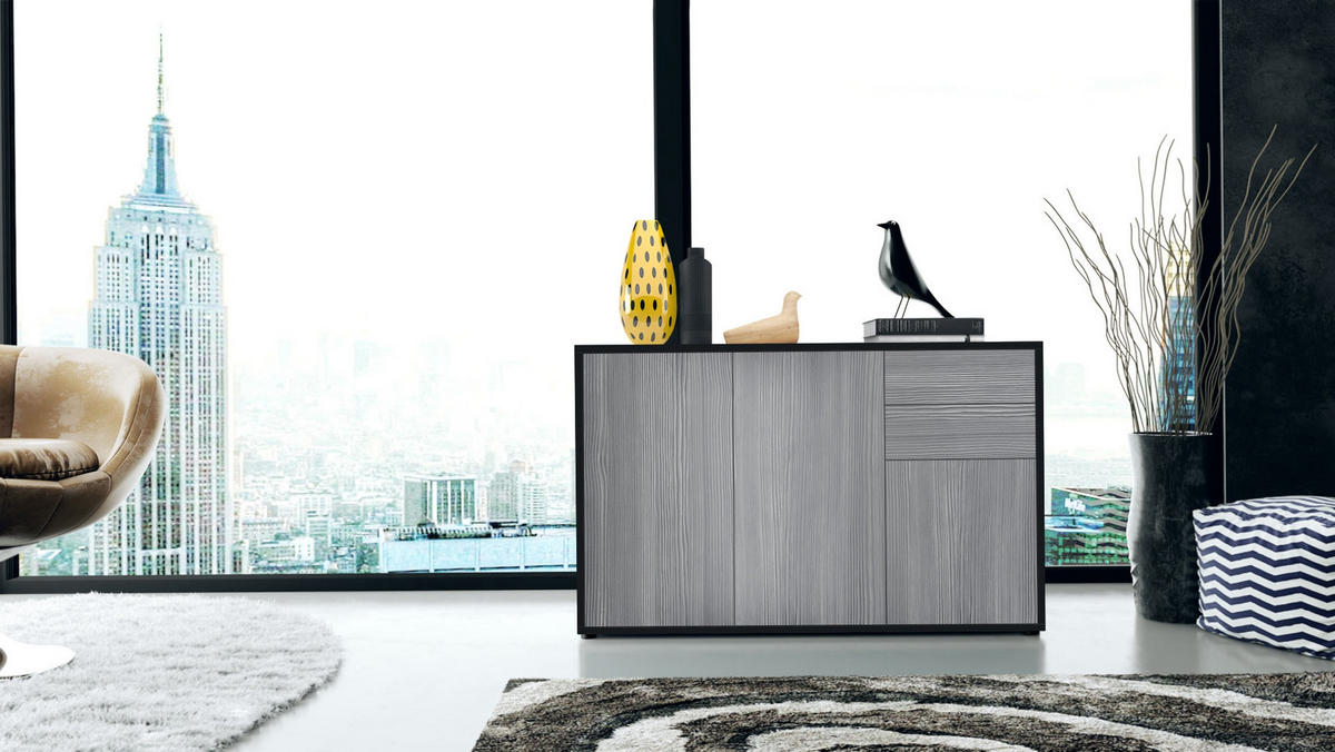 KOMMODE Ben Front in Avola-Anthrazit - Anthrazit, Holzwerkstoff (117/74/36cm) - Vladon