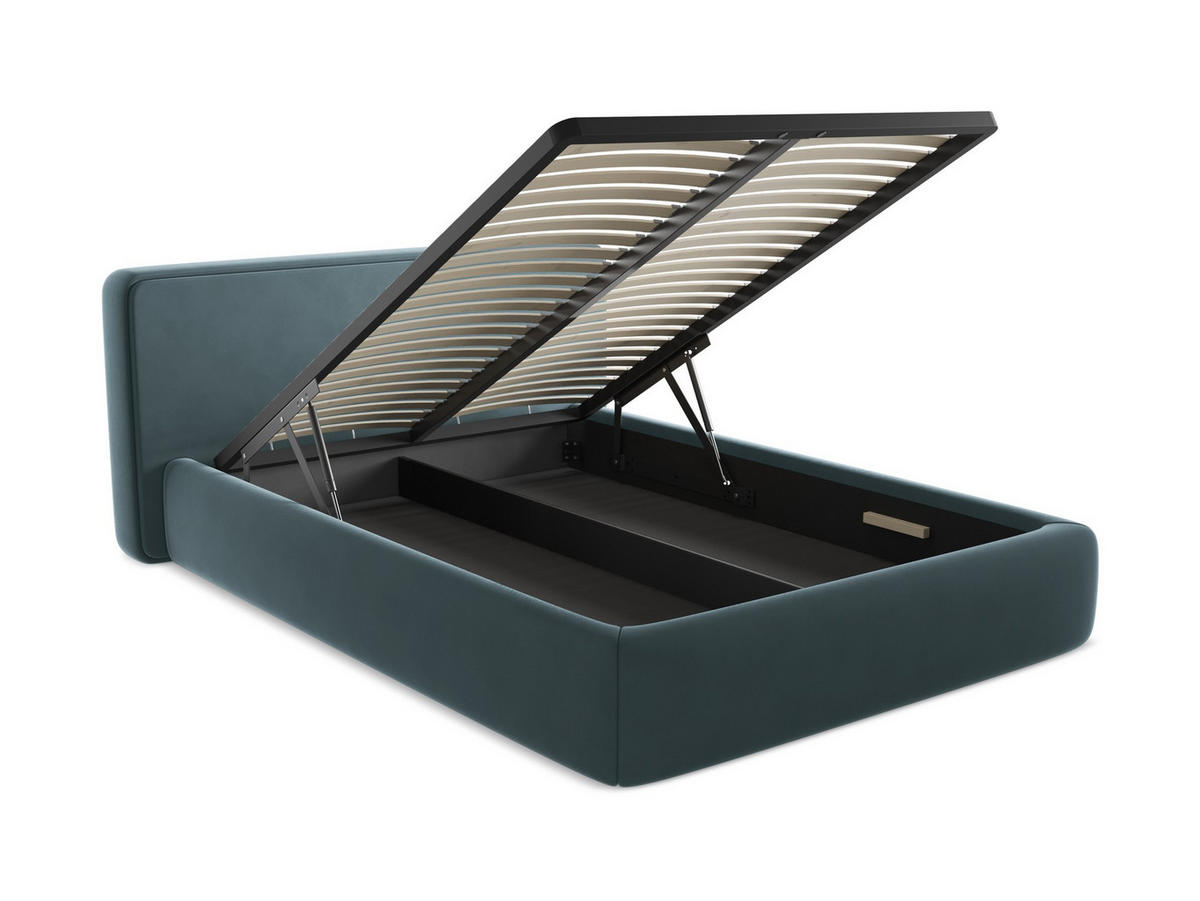 POLSTERBETT mit Bettkasten und Lattenrost 180x225 Blau - Blau/Petrol, Kunststoff/Textil (140/200cm) - Makamii