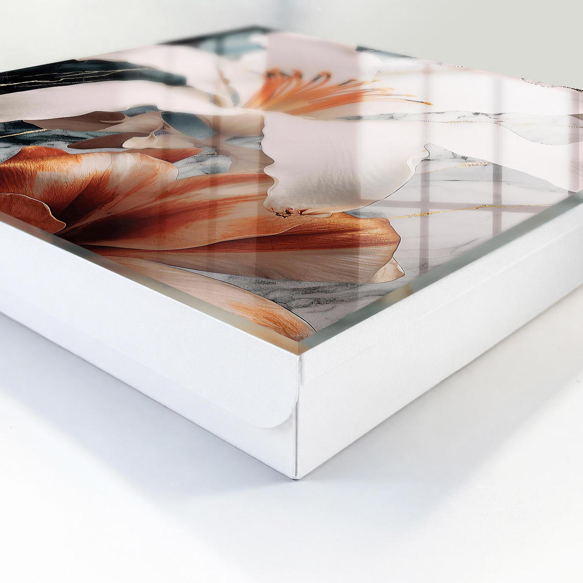 SCHLÜSSELBOX Weiß 30x30 cm – Türöffnung nach rechts - Florale Eleganz - Weiß, Metall (30/30/5cm) - TULUP