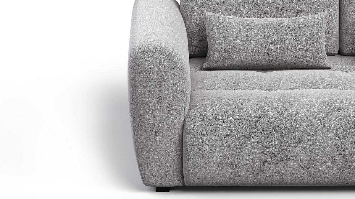 SOFA SORENO 3-Sitzer, platingrau - Schwarz/Grau, Holz/Textil (214/94/114cm) - Courtois Laville