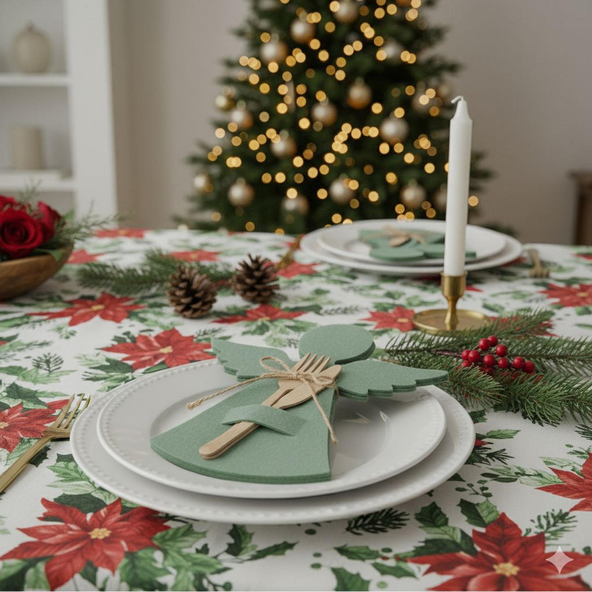 BESTECKTASCHE Filz Engel 22/20 cm - Grün, Textil (20/1/22cm) - Home Styling Collection