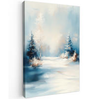 LEINWANDBILD Wald - Winter - Natur - Abstrakt - Schnee Deko Groß 90x140 cm - Weiß, Textil (90/140cm) - MuchoWow