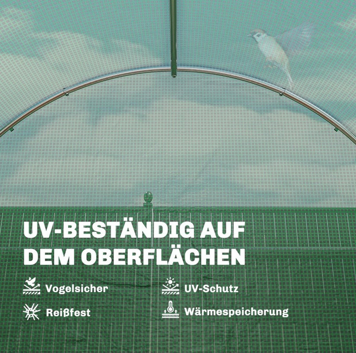 GEWÄCHSHAUS aus Polyethylen 200x300x200 cm in Grün mit 6 Netzfenstern - Grün, Kunststoff (300/200/200cm) - Modfu