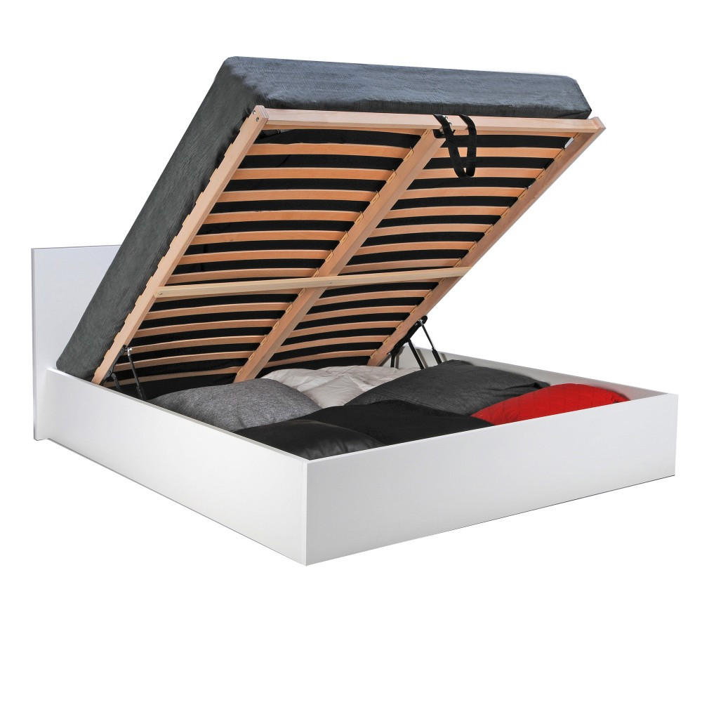 BETTKASTEN MADRID mit Lattenrost / Bett 160x200 - Weiß - Weiß, Holzwerkstoff (160/200cm) - Weber Industries