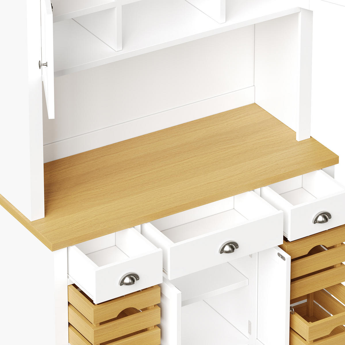 BUFFET DE-38498 120/40/188 cm mit Soft-Close-Türen Weiß - Weiß, Holzwerkstoff (120/188/40cm) - ComfortXL