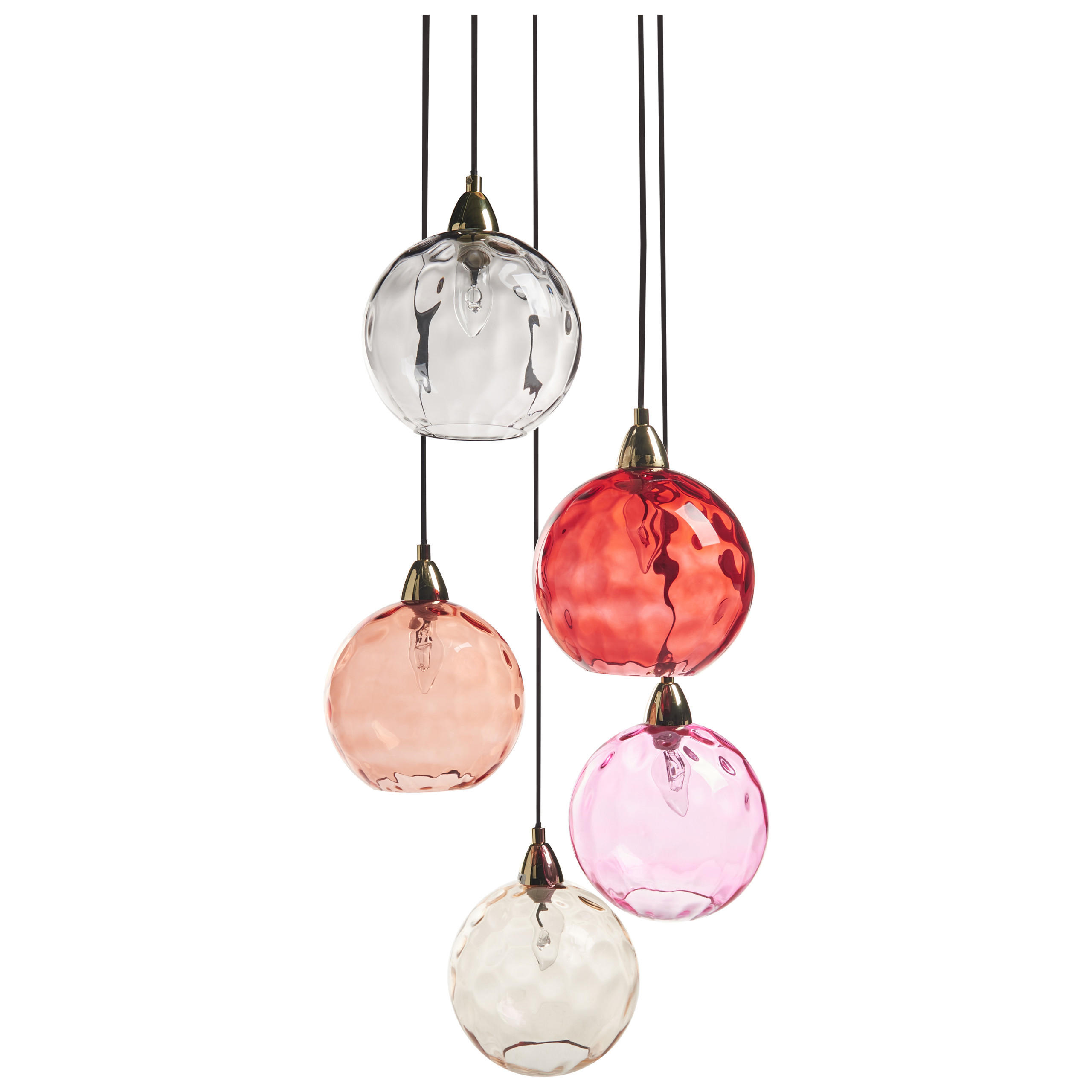 HÄNGELEUCHTE Rot Pabellon - Pink/Transparent, Glas (30/44/122cm) - Beliani