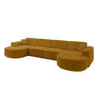 WOHNLANDSCHAFT MARI-U2 - 380x163x81 cm Senfgelb Cord - Gelb/Schwarz, Holzwerkstoff/Kunststoff (380/81/163cm) - ALTDECOR