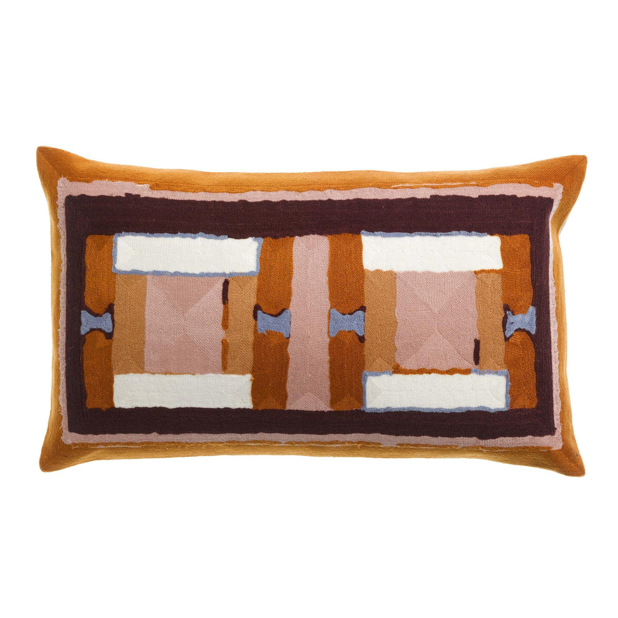 BESTICKTES KISSEN Taho kupferbraun 30 x 50 cm - Dunkelorange, Textil (30/50cm) - Vivaraise