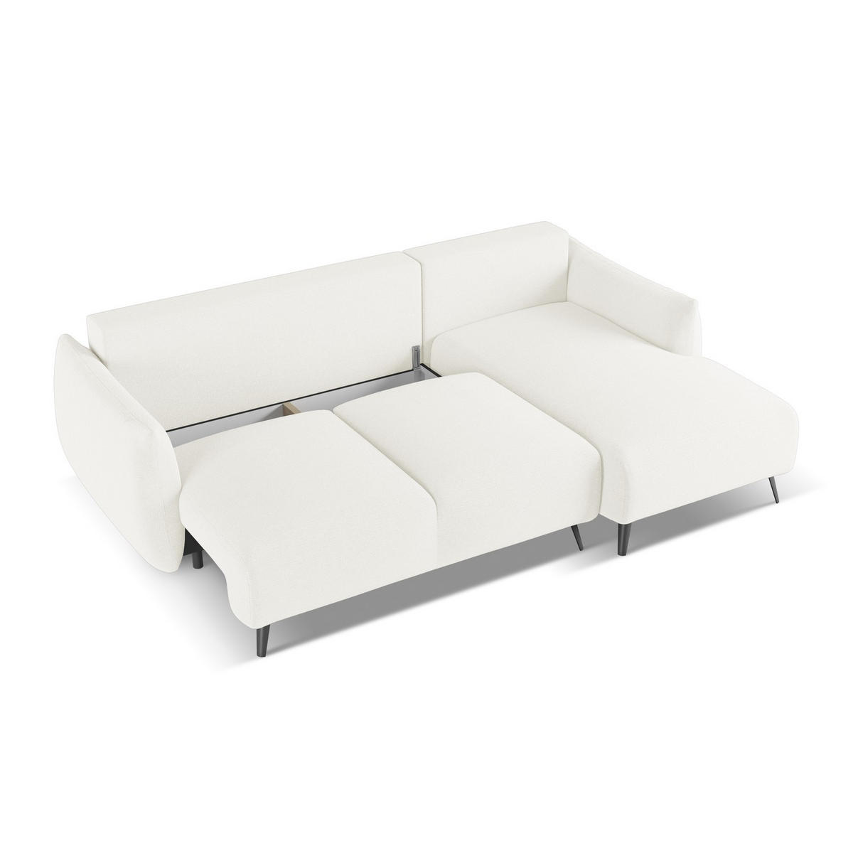 ECKSOFA mit Schlaffunktion Chenille Stoff Weiß - Schwarz/Weiß, Textil/Metall (242/162cm) - LaMiaSofa