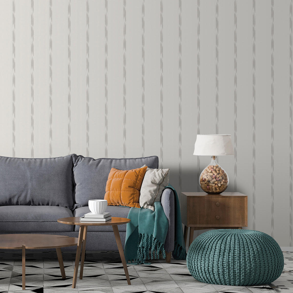 TAPETE Streifen 53 cm x 10 m - Grau, Papier (53/1000cm) - Sanders & Sanders