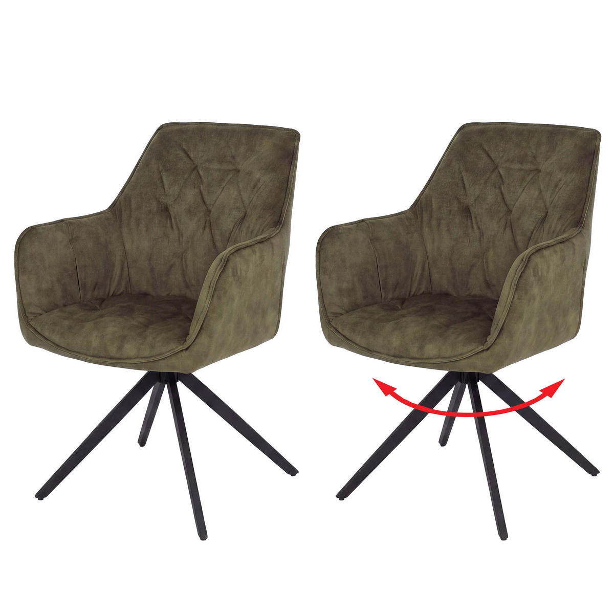 ESSZIMMERSTUHL Olive 2er-Set - Grün, Textil (56/86/60cm) - MCW