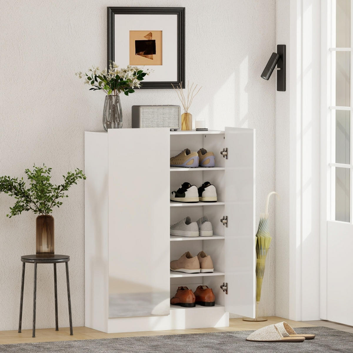 SCHUHSCHRANK DE-38033 72/34,5/103 cm mit Soft-Close-Scharnieren Weiß - Weiß, Holzwerkstoff (72/103/34.5cm) - ComfortXL