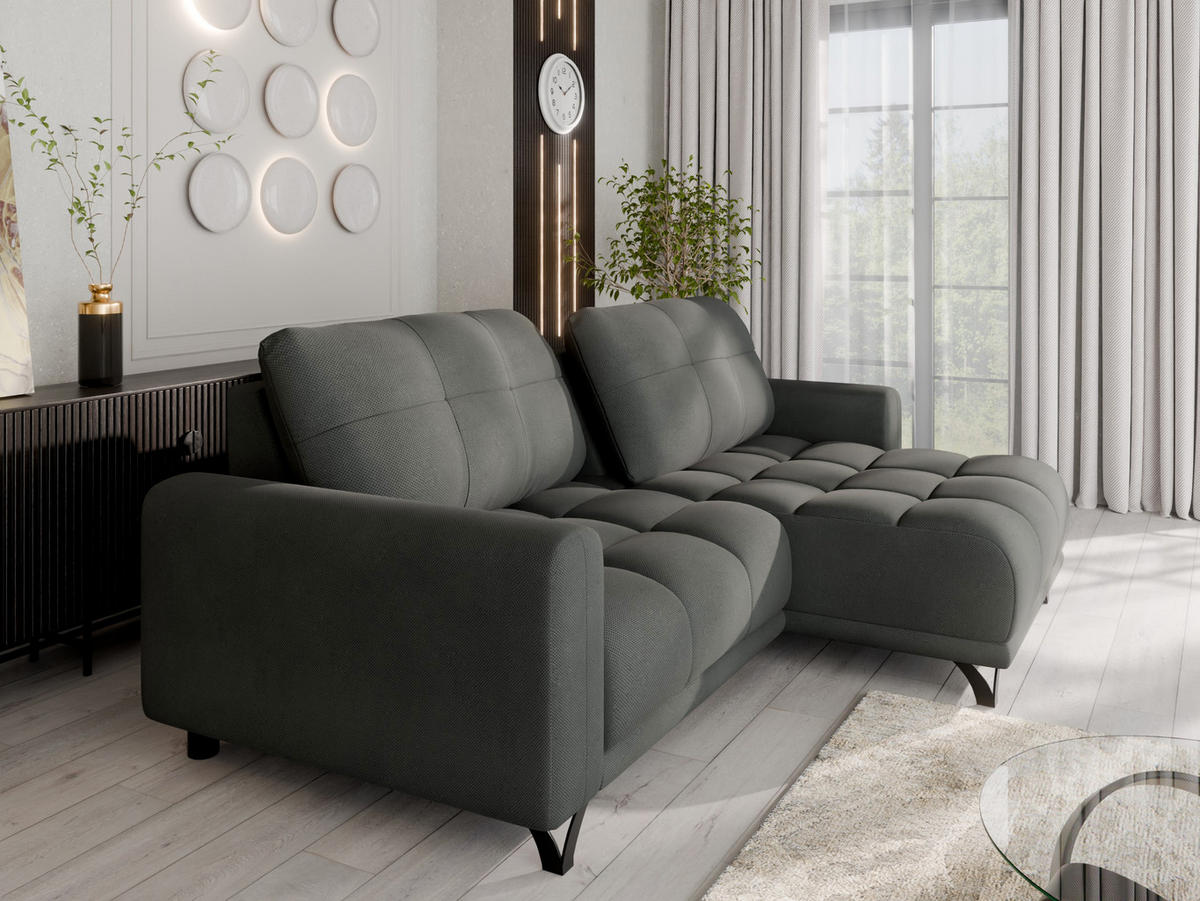 ECKSOFA Ferrino L-Form, Recamiere beidseitig montierbar, Dunkelbraun - Dunkelbraun, Holz (174/234cm) - Panda Möbel