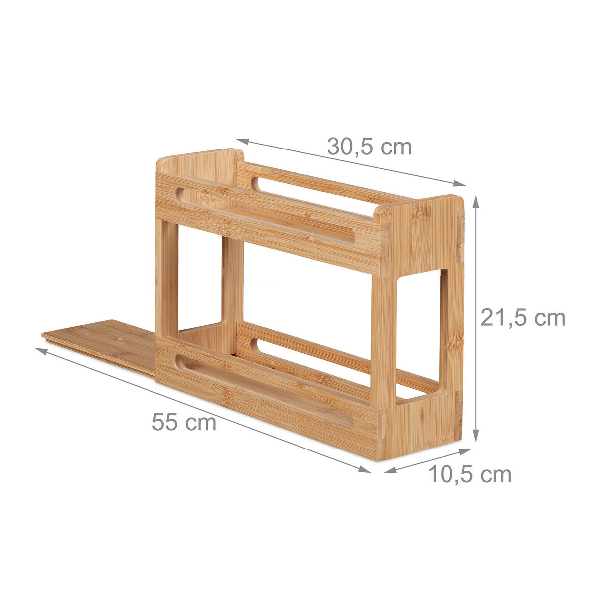 GEWÜRZREGAL - Hellbraun, Holz (30.5/21.5/10.5cm) - Relaxdays