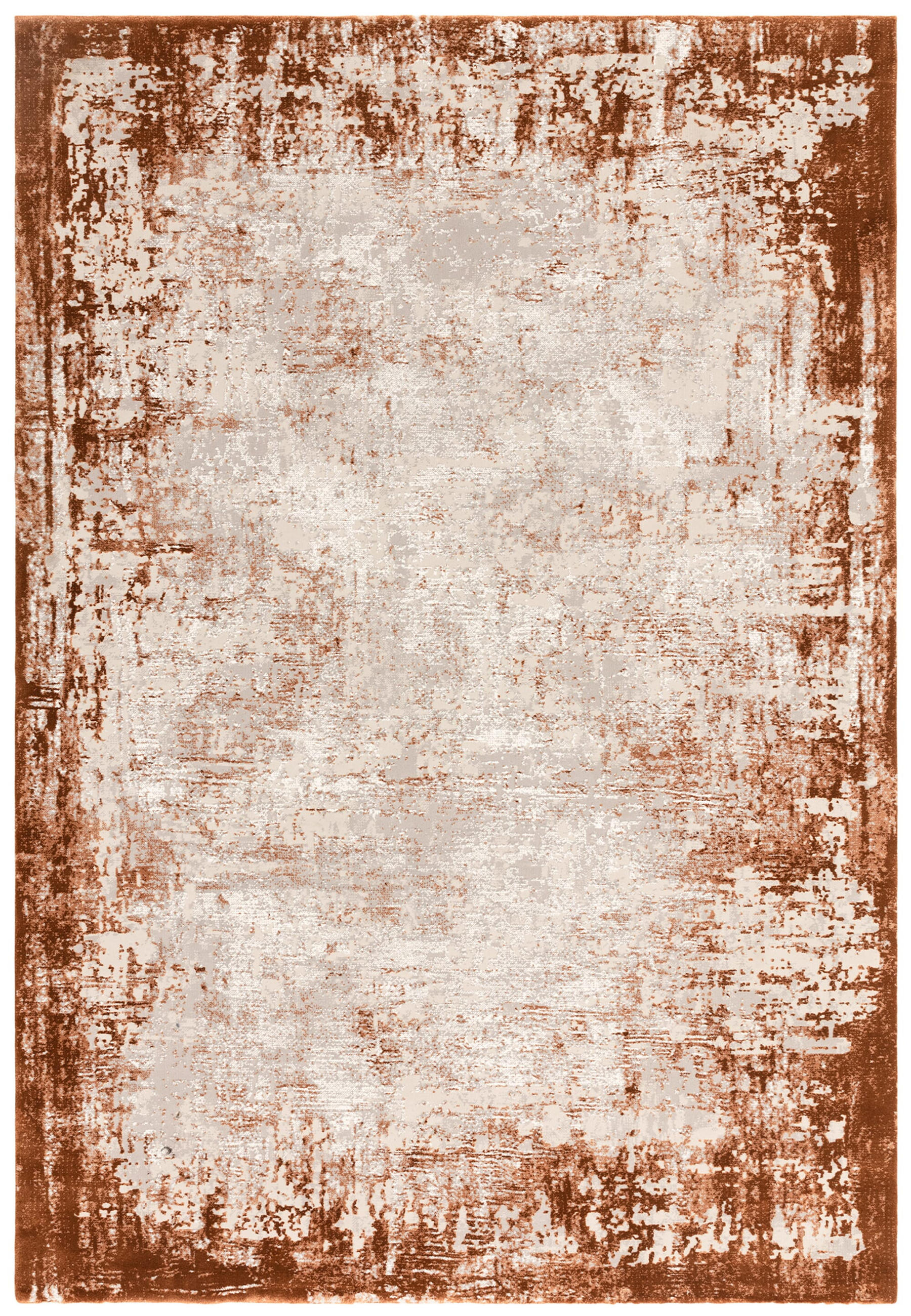 TEPPICH Velours abstrakt mit Bordüren TIBER-Rieti, Terrakotta 160x230 cm - Terracotta, Textil (160/230cm) - KADIMA DESIGN