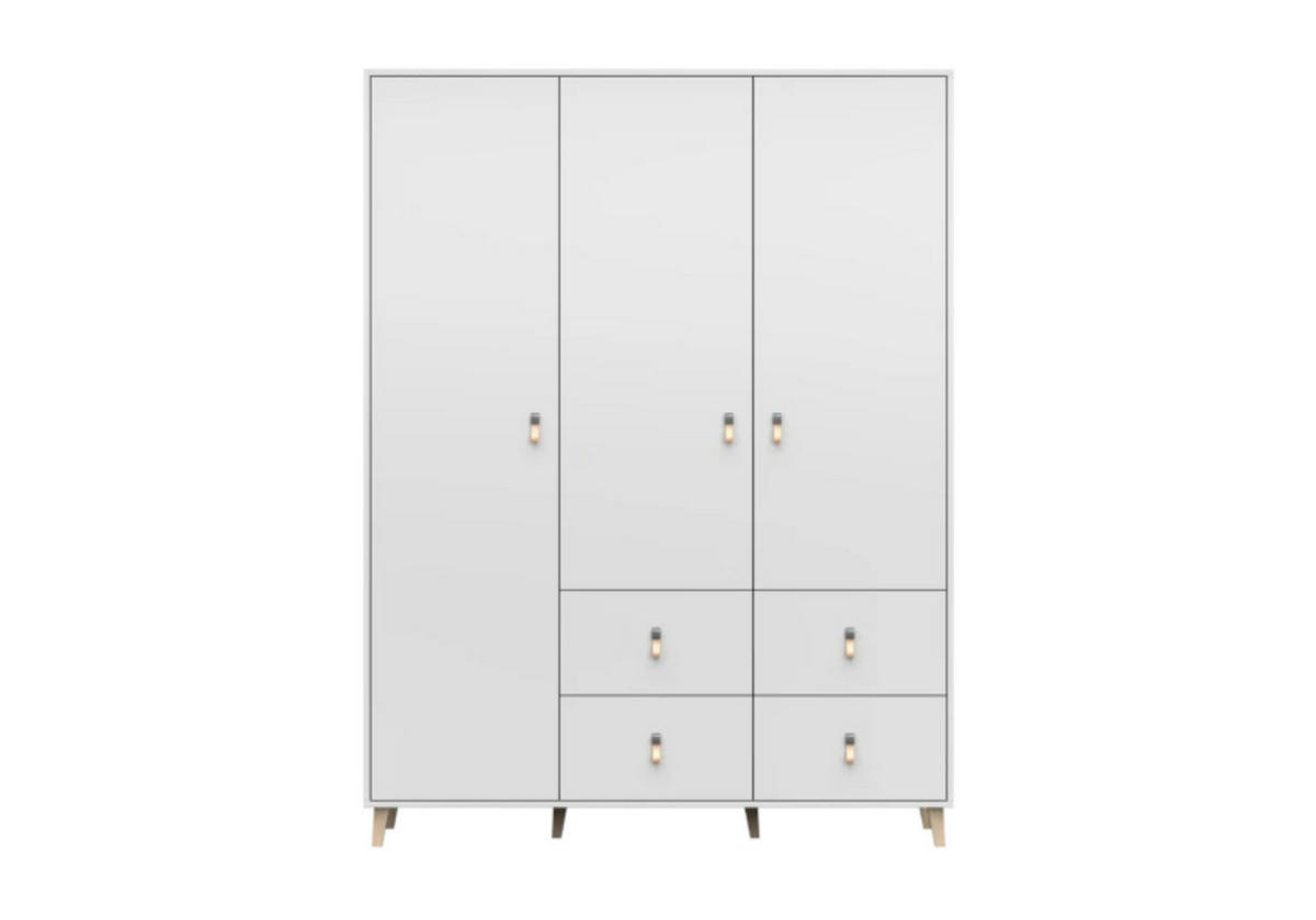 DREHTÜRENSCHRANK - Fago 3D4S - Weiß, Holzwerkstoff/Metall (150/201.5/55cm) - Möblo
