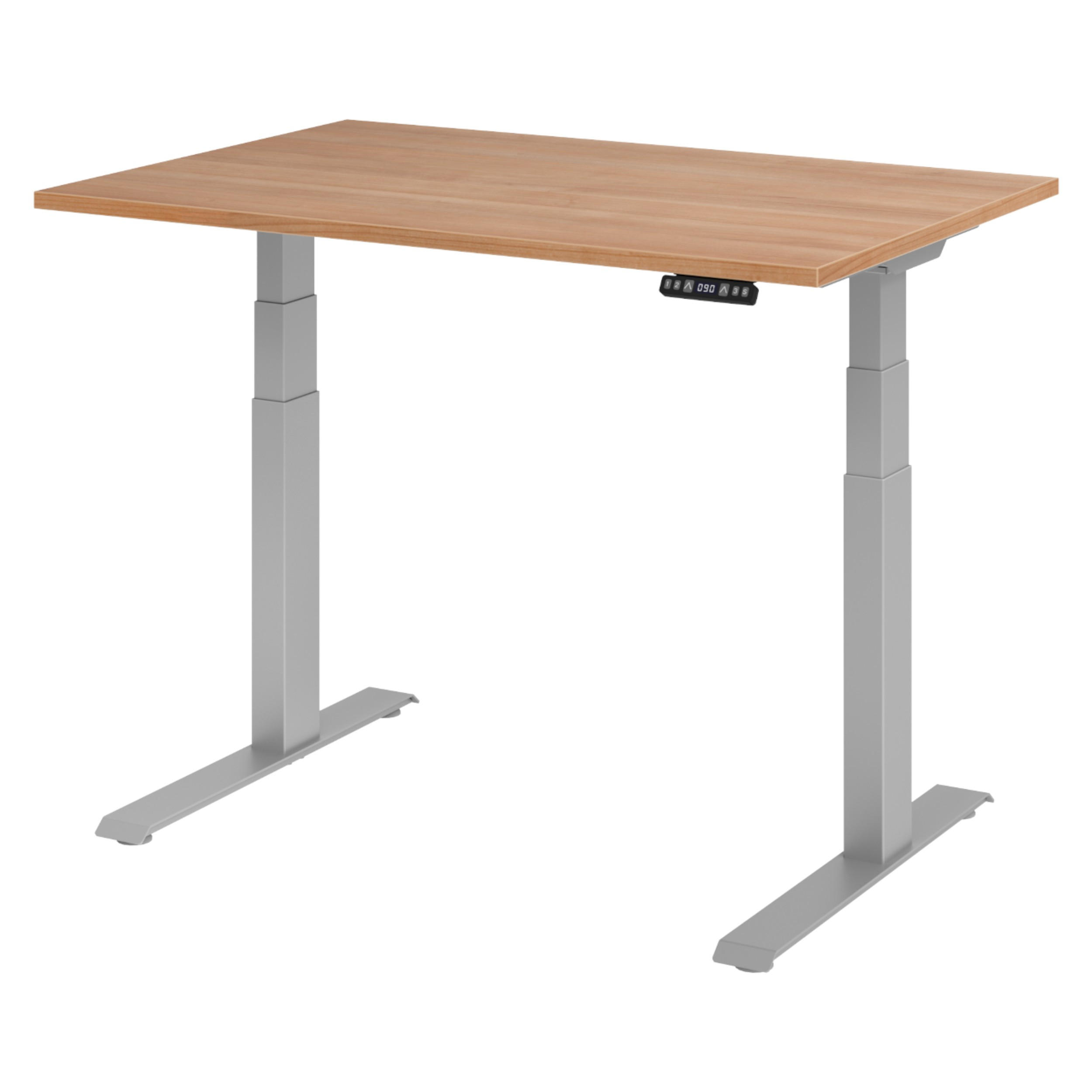 SCHREIBTISCH elektrisch XDKB 80/120/74 cm in Nussbaumfarben/Silberfarben - Silberfarben/Nussbaumfarben, Holzwerkstoff (80/120/74cm) - bümö