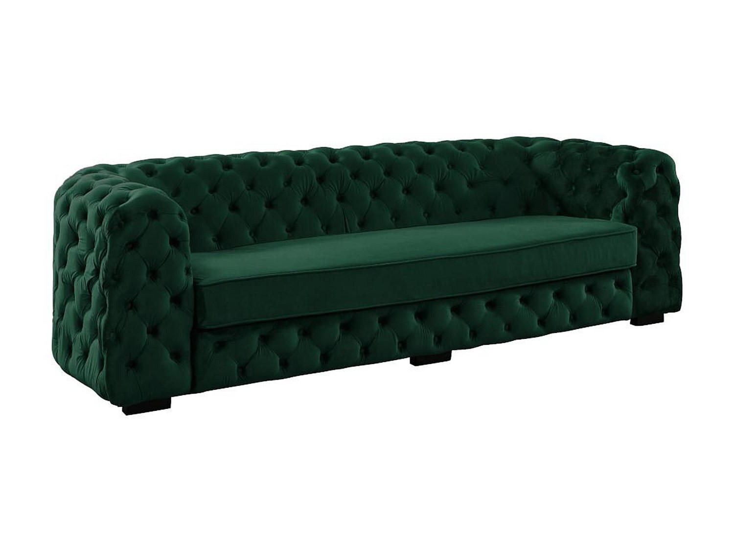 SOFA Chesterfield 3-Sitzer - Samt - Tannengrün - STANLEY - Grün, Textil (237/68/97cm) - Vente-Unique