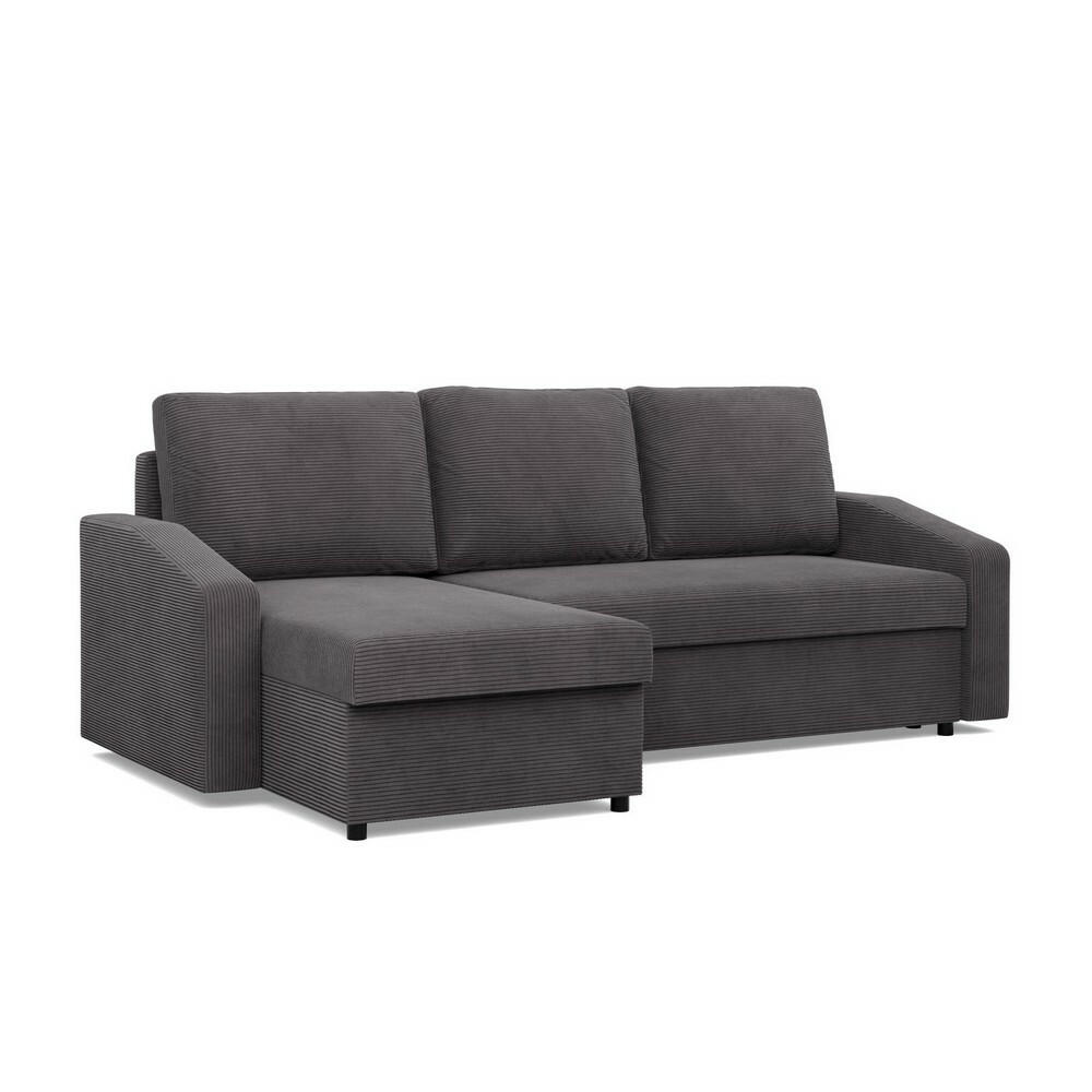 ECKSOFA Neo mit abgeschrägter Armlehnen dunkelgrau - Dunkelgrau, Textil (231/140cm) - SIMKAM Furniture