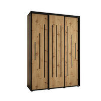 SCHWEBETÜRENSCHRANK 235,2/170/45 3-türig - Schwarz/Eiche Artisan, Holz/Metall (170/235/45cm) - Abiks Möbel