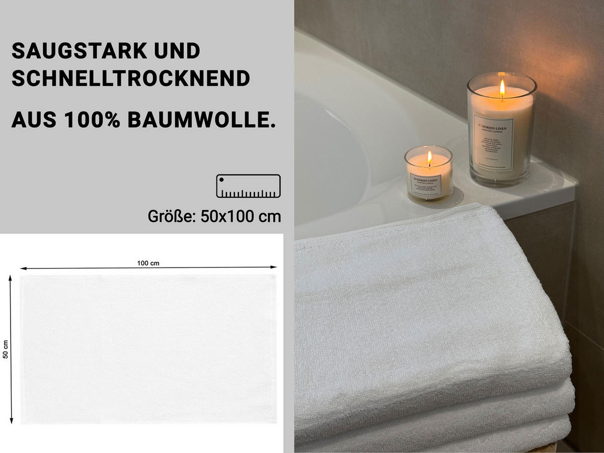 HANDTÜCHER, 10er-Set, 50x100 cm, 100% Baumwolle, Weiß - Weiß, Textil (50/100cm) - Zollner