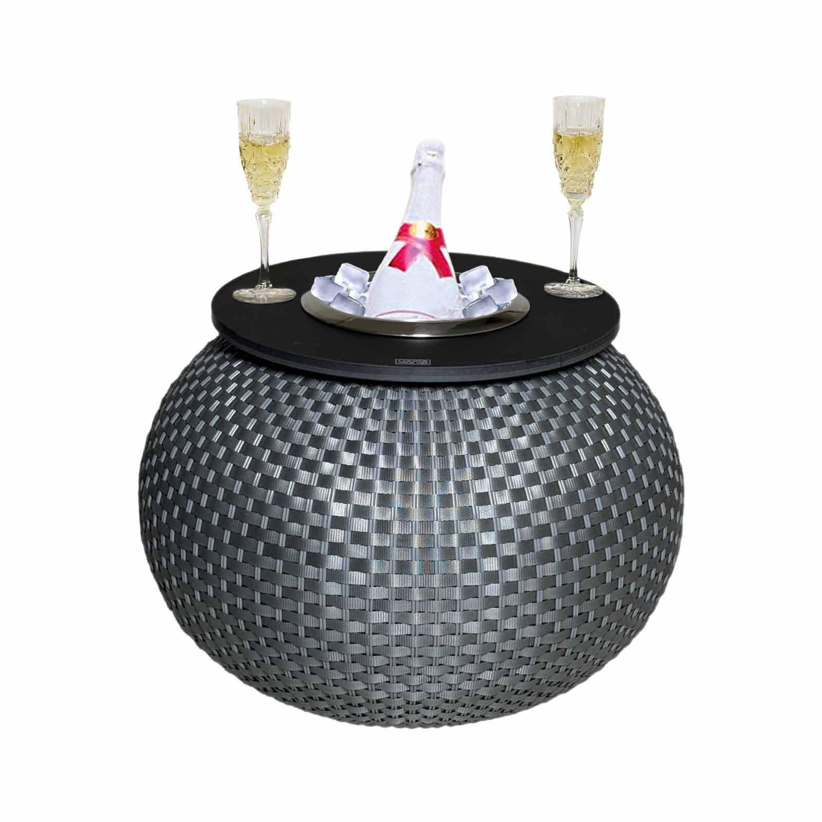 BEISTELLTISCH MIT EDELSTAHL-KÜHLER Milano Anthrazit/Schwarz 40 cm - Anthrazit/Schwarz, Kunststoff (55/40/55cm) - COOTAB Cooler Table
