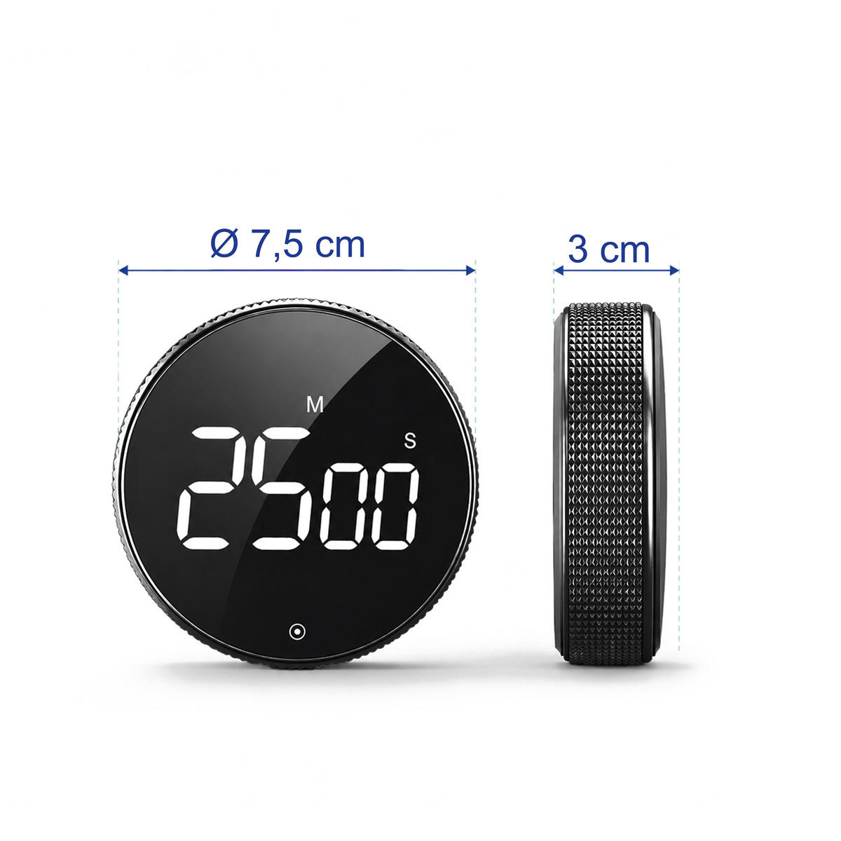 KÖKSTIMER Svart LED magnetisk - Svart, Plast (7.5/7.5/3cm) - Relaxdays