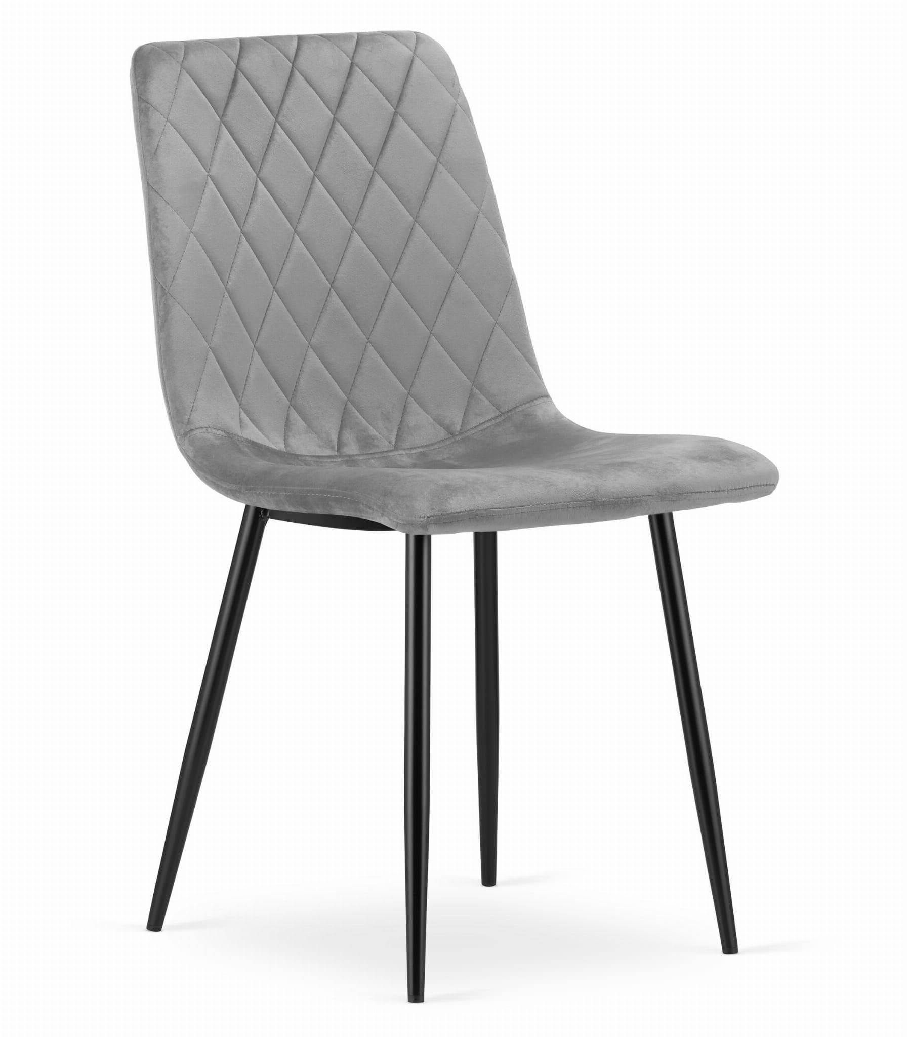 STUHL SCANNO 1 Stück, Grau, mit Samtstoff gepolstert - Hellgrau, Textil/Metall (45/89/53cm) - Komodee