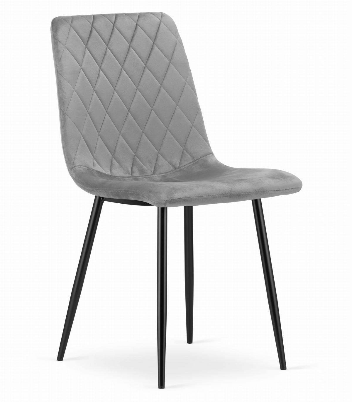 STUHL SCANNO 1 Stück, Grau, mit Samtstoff gepolstert - Hellgrau, Textil/Metall (45/89/53cm) - Komodee