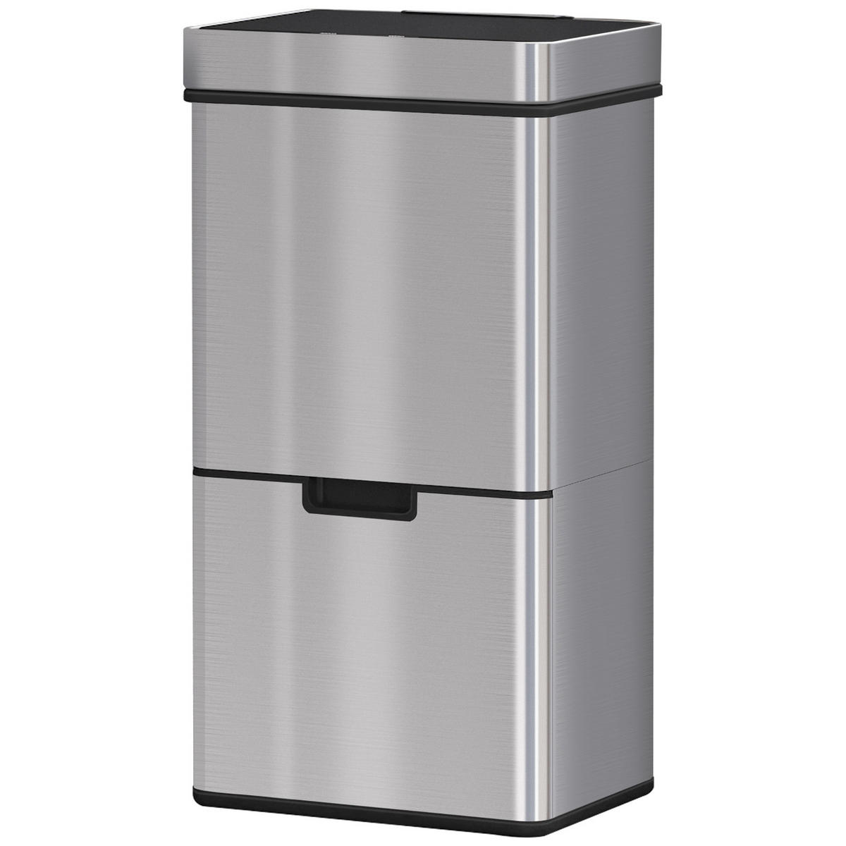 MÜLLEIMER MIT SENSOR 72L 42/81/30 cm Edelstahl Silberfarben Mülltrennsystem 3 Fächer Küche - Silberfarben, Metall (30/81/42cm) - Rolipo
