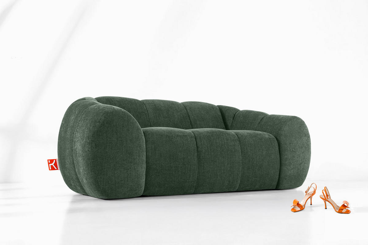 2-SITZER SOFA FLAVA, Dunkelgrün - Dunkelgrün, Holz/Holzwerkstoff (200/76/100cm) - KONSIMO®