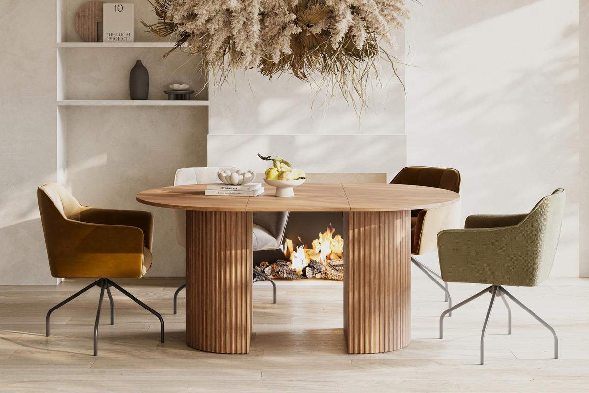 ESSTISCH WALVENO Ausziehbar 120 - 220 / 110 x 77,4 cm - Braun, Holz (120/110/77.4cm) - MASSENO