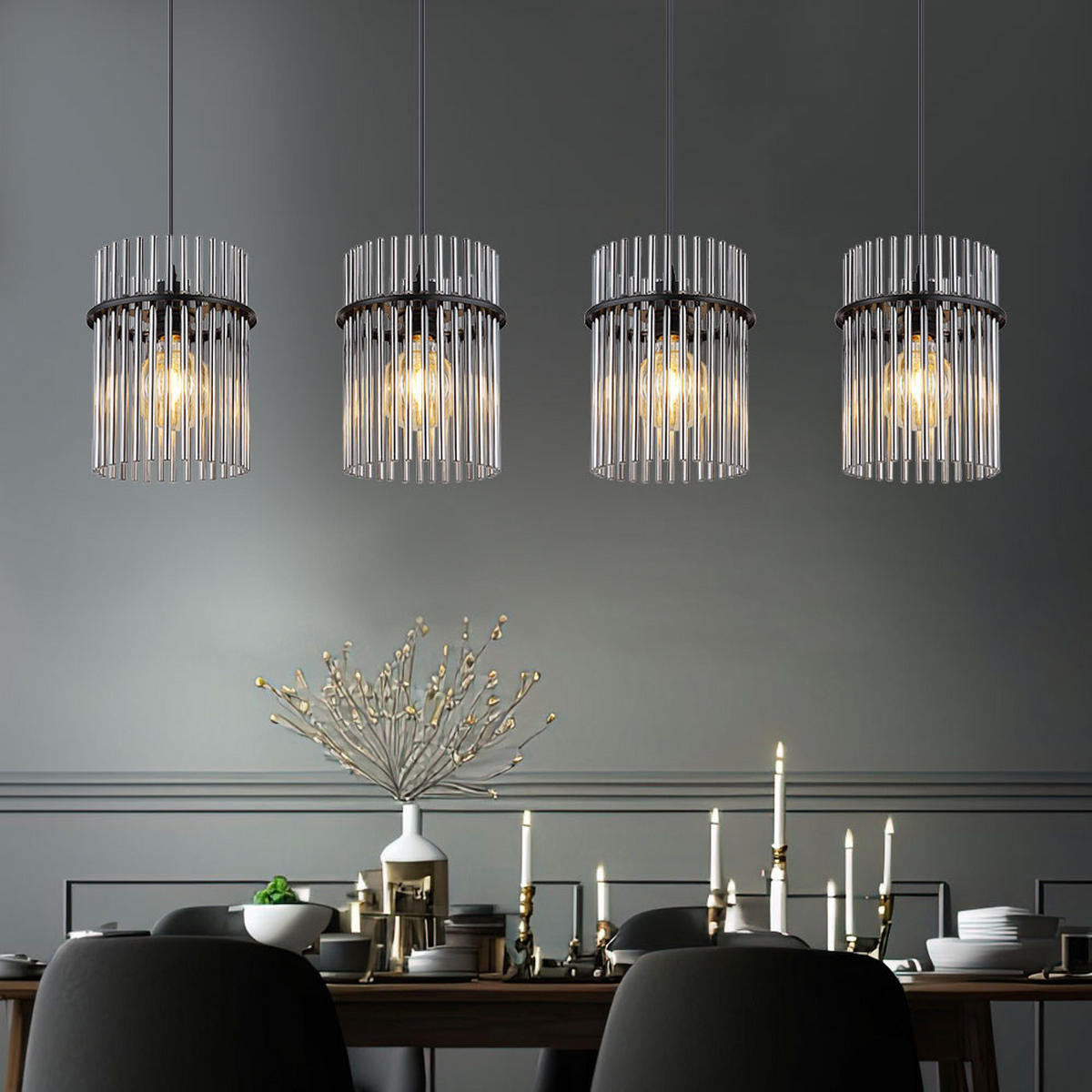 LED HÄNGELEUCHTE Metall Schwarz Rauchglas - Schwarz, Glas (110/20/140cm) - Globo Lighting