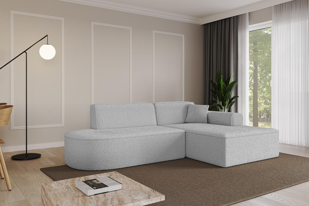 ECKSOFA Ottomane Rechts IREA-L1-v3 - 232x165x77 cm Hellgrau - Hellgrau, Holzwerkstoff/Textil (232/165cm) - ALTDECOR