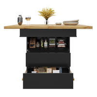 ESSTISCH aus MDF 110-140x80x75 cm Schwarz/Natur ausziehbar mit Stauraum und Soft-Close-Klappe - Schwarz, Holzwerkstoff (110/80/75cm) - Modfu