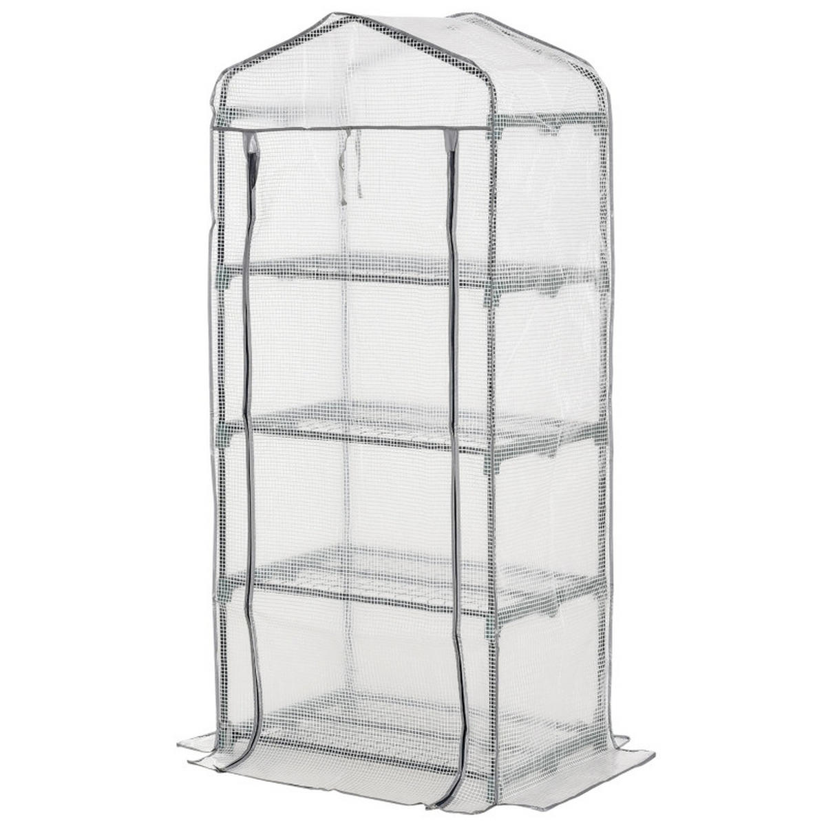 GEWÄCHSHAUS Mini 70x50x160 cm 4 Regale weiß - Weiß, Kunststoff (70/160/50cm) - Fortuna Lai