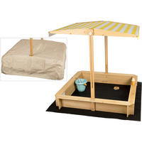 SANDKASTEN mit Dach, Sitzbank und Boden, Holz wetterfest - Gelb, Holz (113/113/113cm) - needs&wants