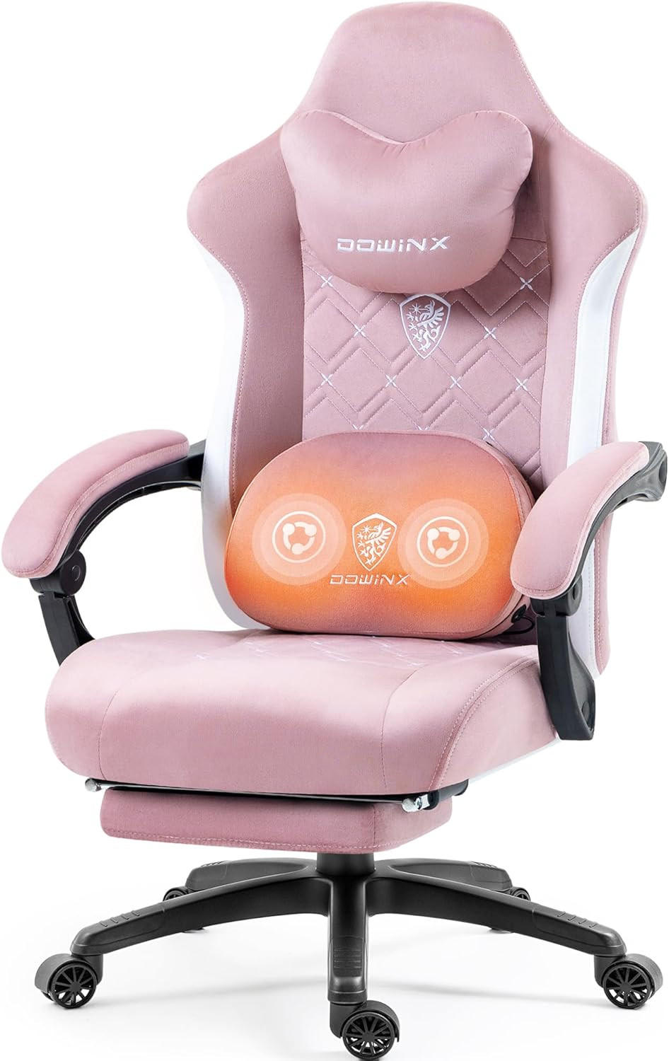 GAMINGSTUHL U-förmiger Kopfstütze, 155° verstellbarer Rückenlehne,360° - Rosa, Textil (69/129/54cm)