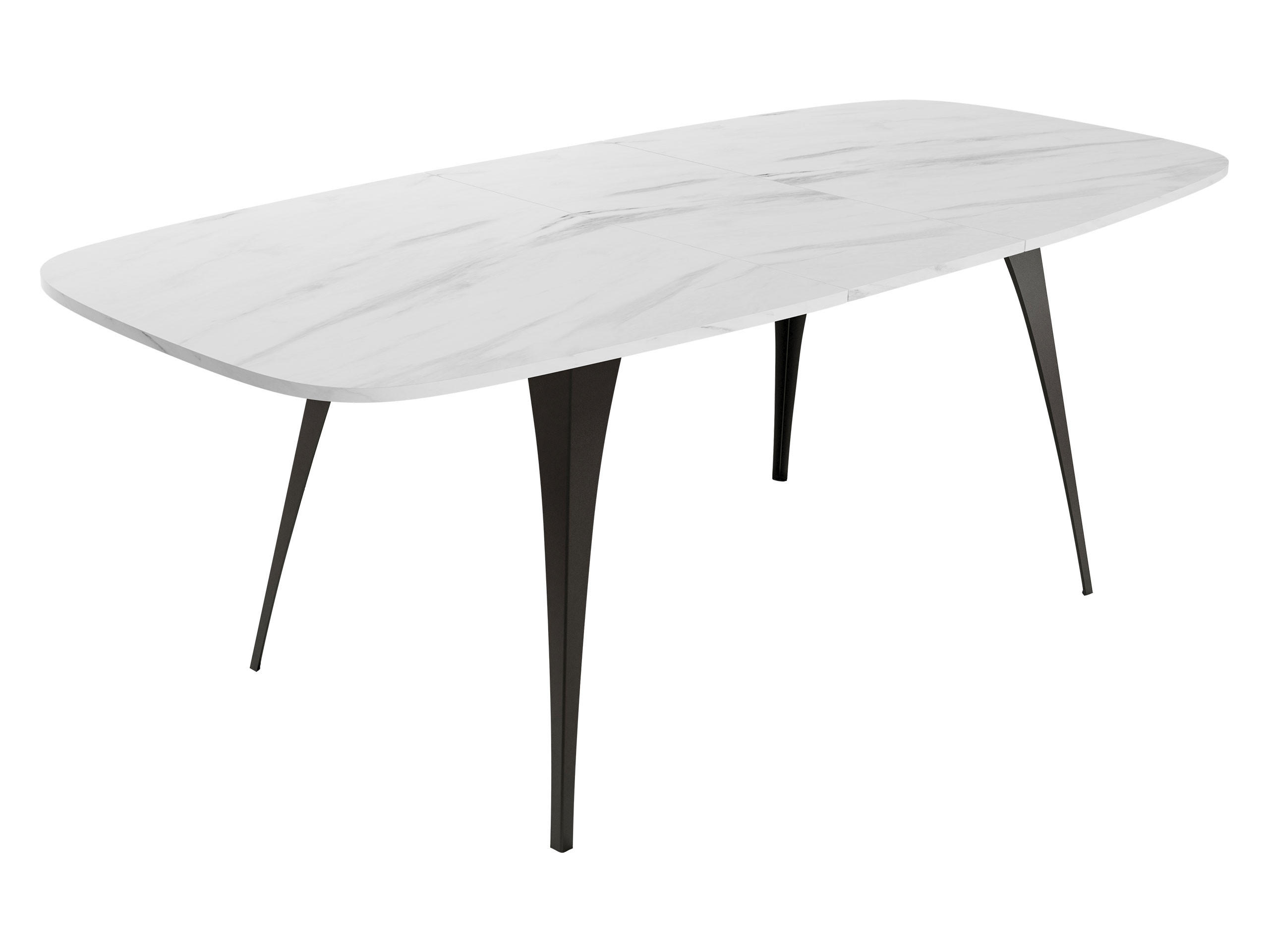 ESSTISCH Aura 160 - Weiß Hochglanz/Schwarz, Holzwerkstoff/Metall (90/160/76cm) - MIRJAN24