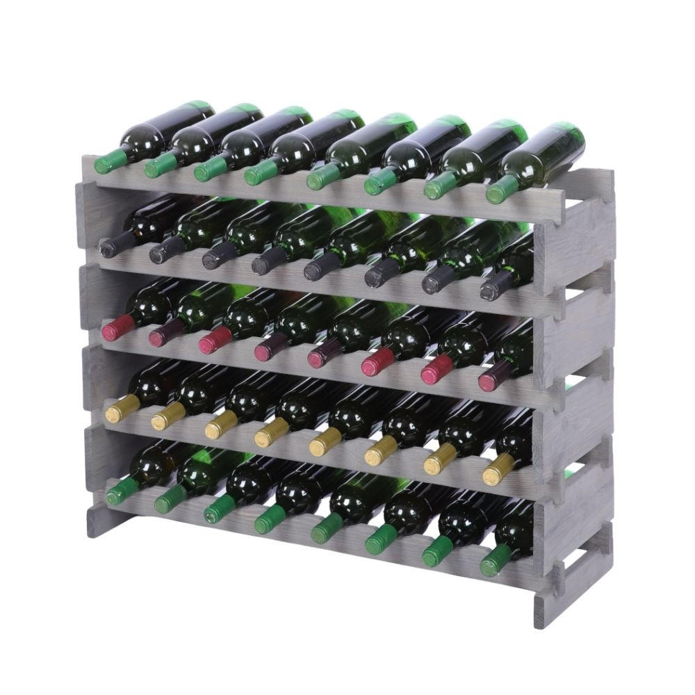 WEINREGAL VINOTECA FLEX PRO HxBxT 65x84x28cm 40 Flaschen auf 5 Ebenen Grau - Grau, Holz (84/65/28cm) - PROREGAL