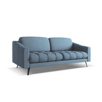 3-SITZER SOFA Chenille Stoff Blau - Blau/Blaugrau, Textil/Metall (202/80/95cm) - Makamii