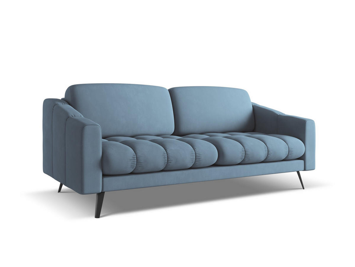 3-SITZER SOFA Chenille Stoff Blau - Blau/Blaugrau, Textil/Metall (202/80/95cm) - Makamii