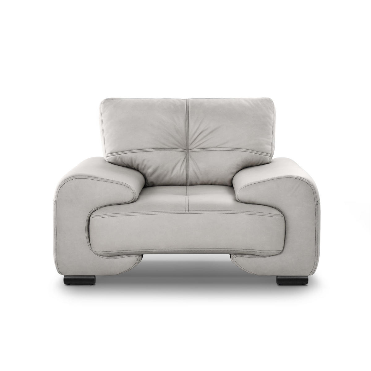 RELAXSESSEL Omega aus Kunstleder, Hellgrau - Hellgrau/Schwarz, Leder (128/88/98cm) - Beautysofa