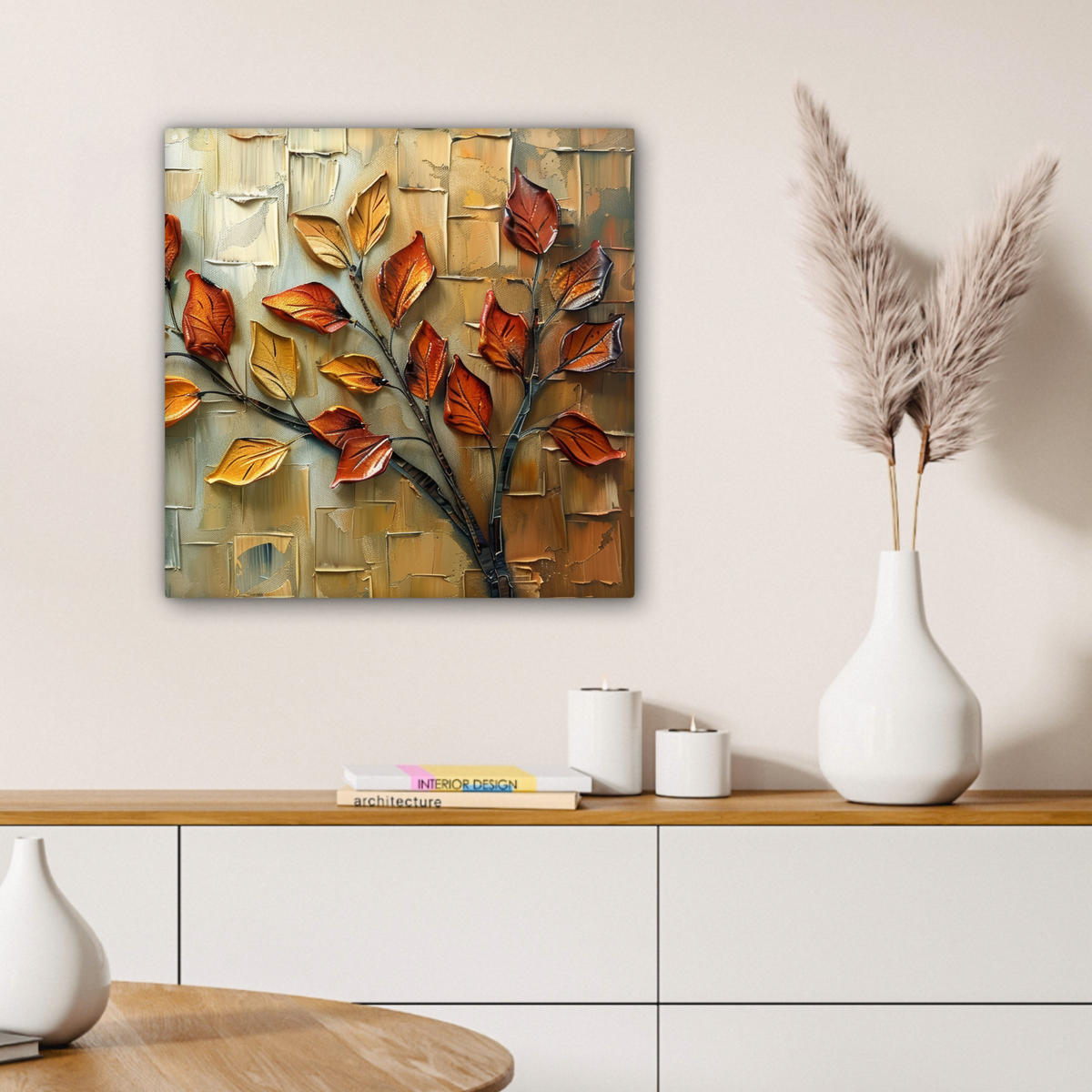 LEINWANDBILD Baum - Abstrakt - Natur - Kunst 50x50 cm - Goldfarben, Textil (50/50cm) - MuchoWow