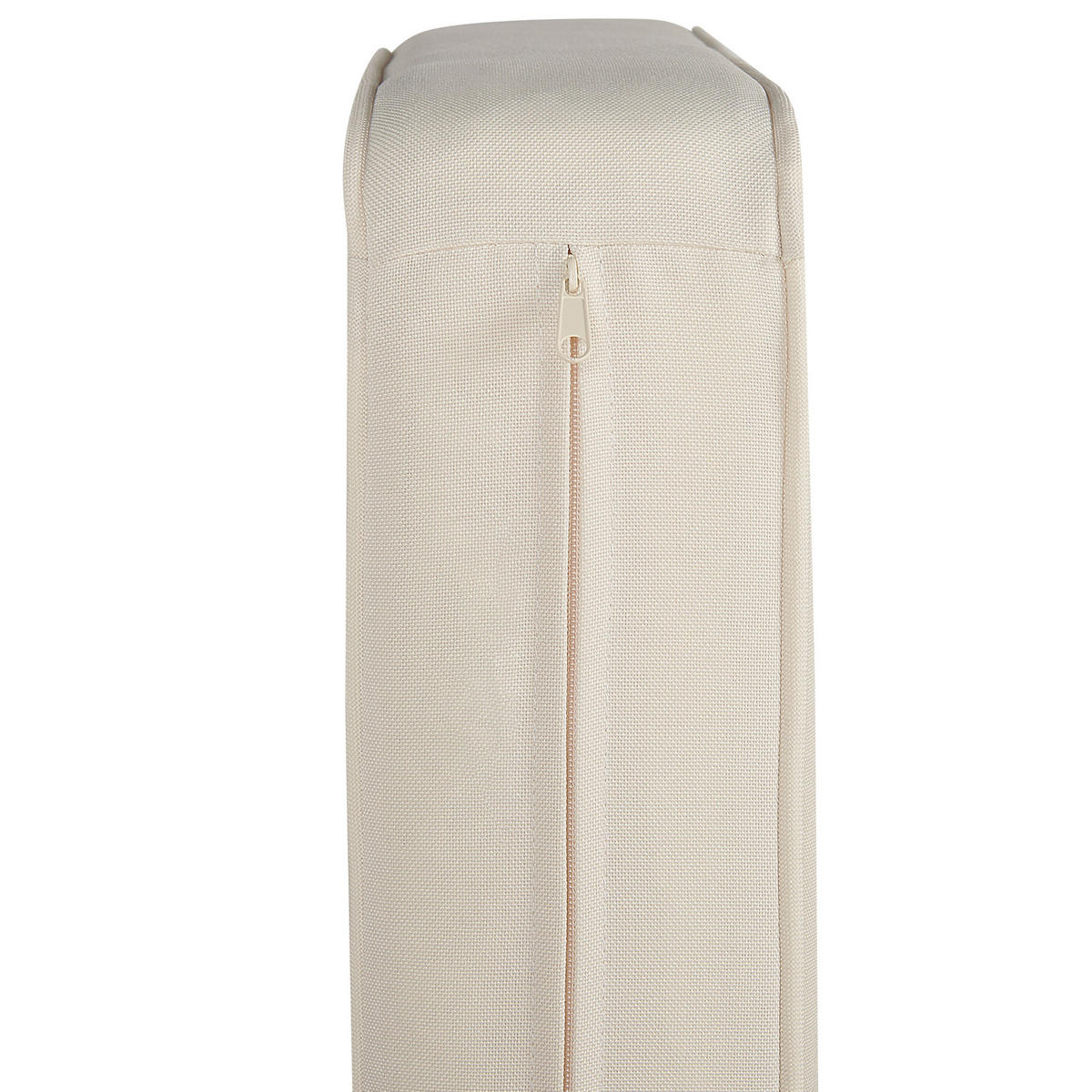 OTTOMANE Akazienholz hellbraun Auflage creme Baratti - Hellbraun/Beige, Holz (57/39/57cm) - Beliani